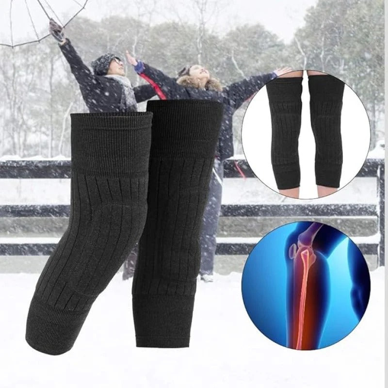 Knee Warmer - Woolen Blend Thermal Leg Warmers - Unisex Elastic Knee Pads For Men & Women