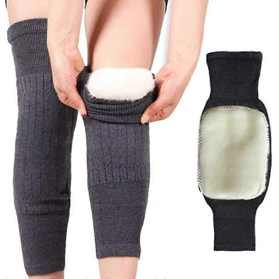Knee Warmer - Woolen Blend Thermal Leg Warmers - Unisex Elastic Knee Pads For Men & Women